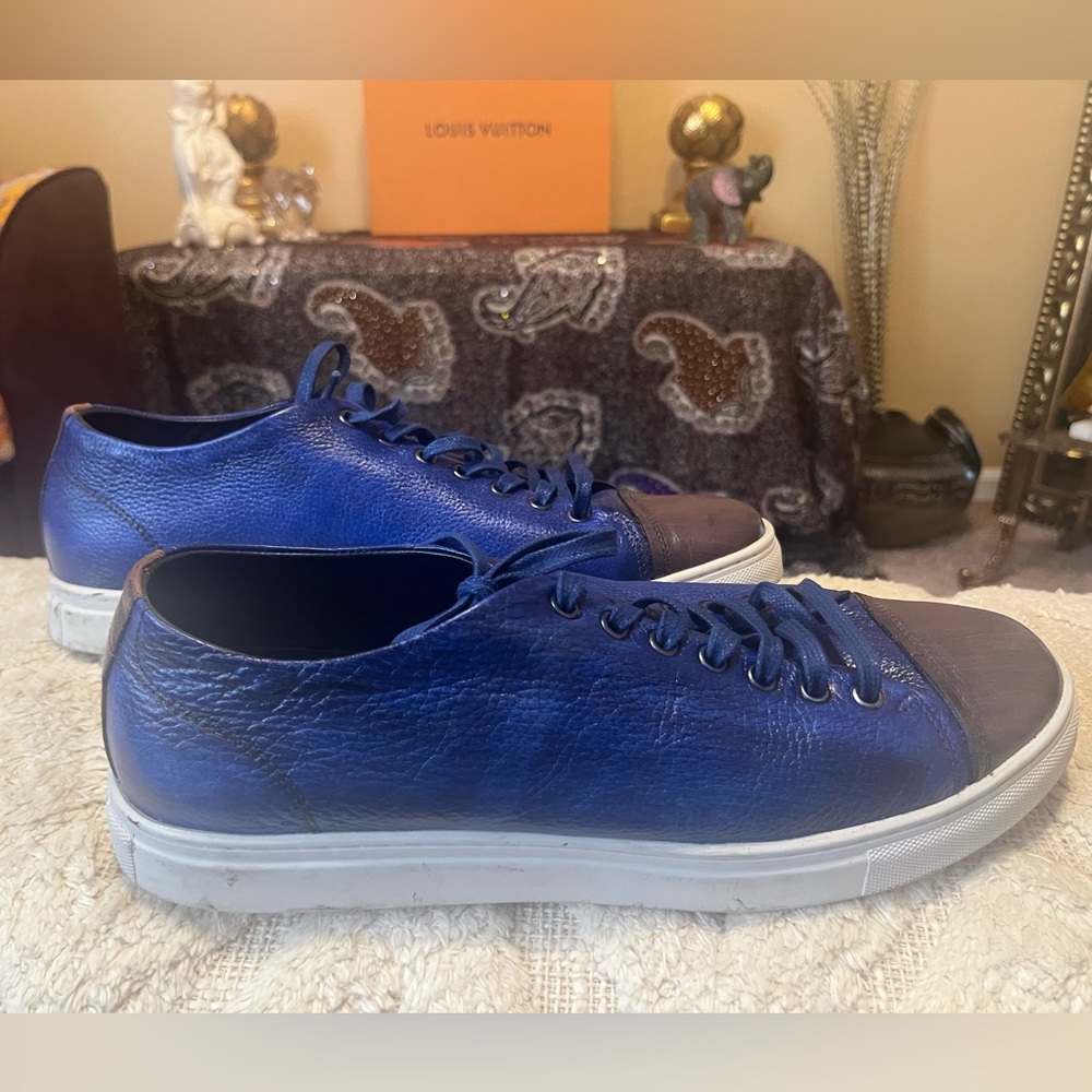 Belvedere "Abreno" Blue / Brown Genuine Calf
Leather Two Tone Sneakers - Size 10